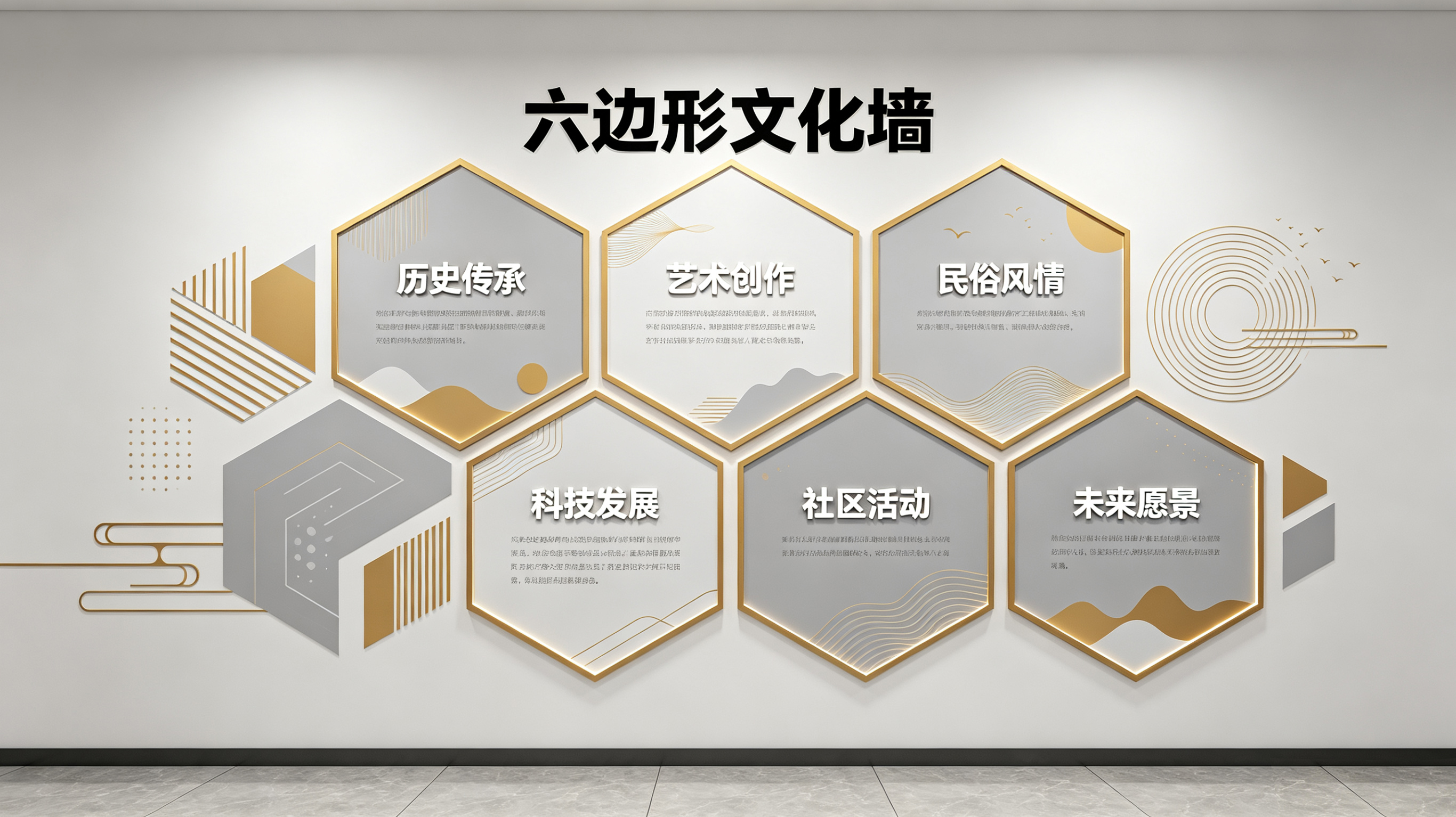 大荔县企业文化墙 | 六边形信息美学